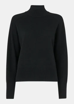 Black Cashmere Funnel Neck