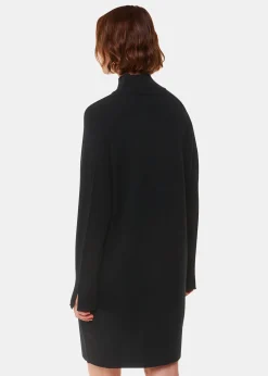 Black Cashmere Funnel Neck Dress