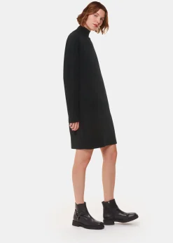 Black Cashmere Funnel Neck Dress