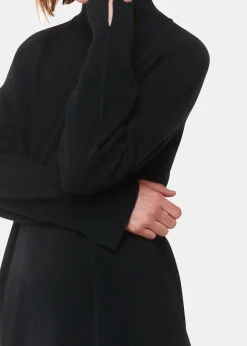 Black Cashmere Funnel Neck Dress