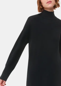 Black Cashmere Funnel Neck Dress