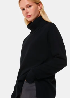 Black Cashmere Roll Neck