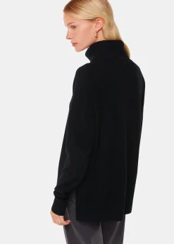 Black Cashmere Roll Neck
