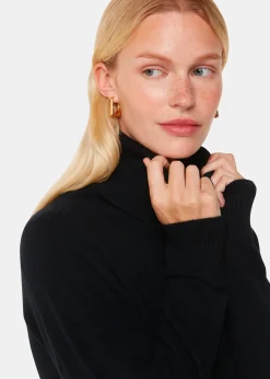 Black Cashmere Roll Neck