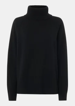 Black Cashmere Roll Neck