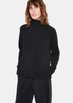 Black Cashmere Roll Neck Jumper