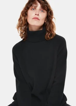 Black Cashmere Roll Neck Jumper