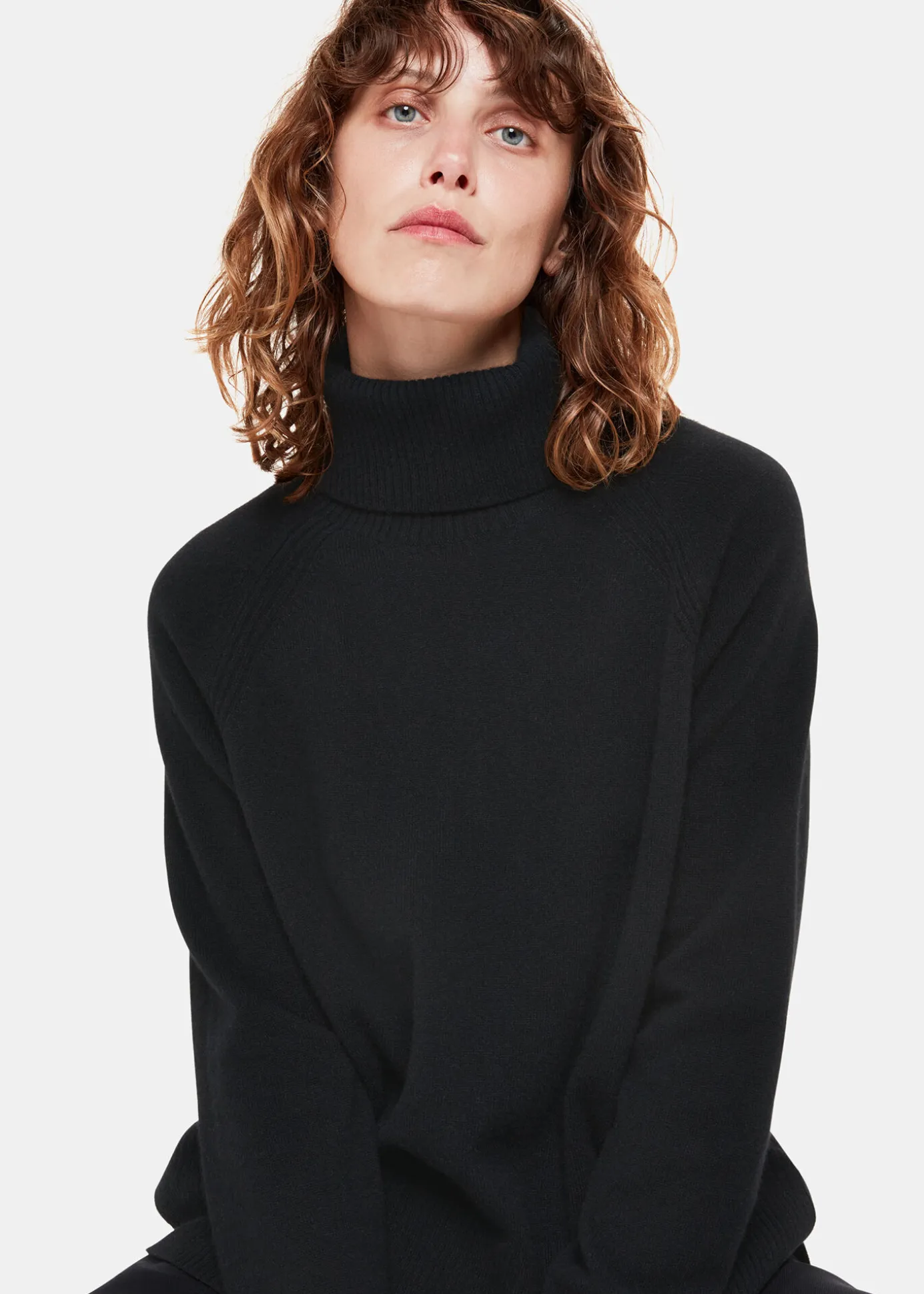 Black Cashmere Roll Neck Jumper