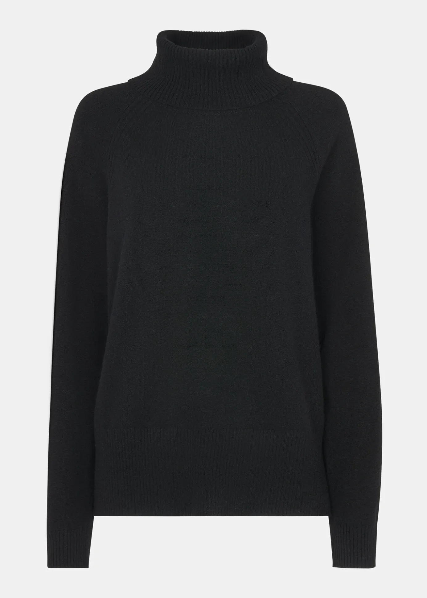 Black Cashmere Roll Neck Jumper