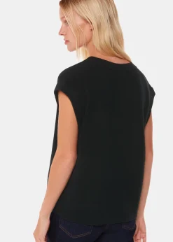 Black Cashmere V Neck Tank