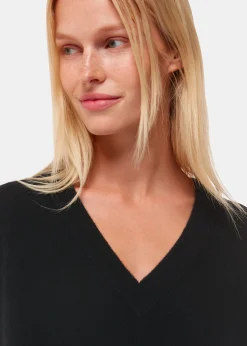 Black Cashmere V Neck Tank