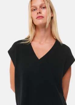 Black Cashmere V Neck Tank