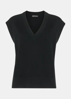 Black Cashmere V Neck Tank