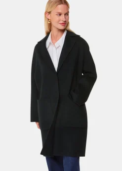 Black Cassie Double Face Pocket Coat