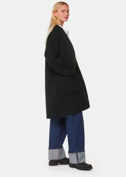 Black Cassie Double Face Pocket Coat