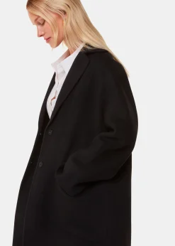Black Cassie Double Face Pocket Coat