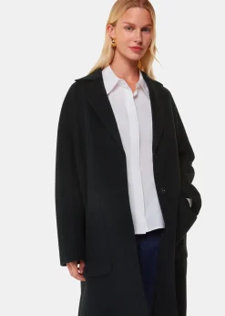 Black Cassie Double Face Pocket Coat