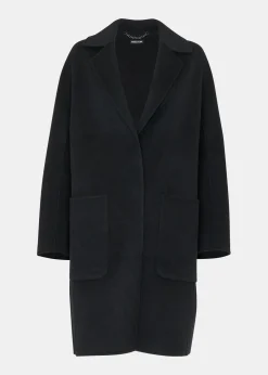 Black Cassie Double Face Pocket Coat