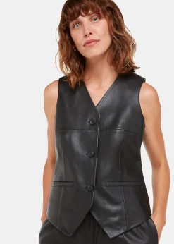 Black Catrin Leather Waistcoat