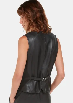 Black Catrin Leather Waistcoat