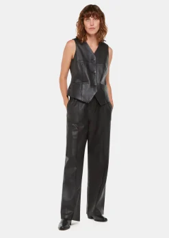 Black Catrin Leather Waistcoat