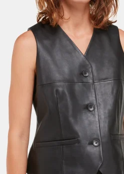 Black Catrin Leather Waistcoat