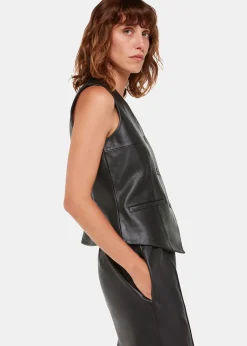 Black Catrin Leather Waistcoat