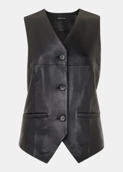 Black Catrin Leather Waistcoat