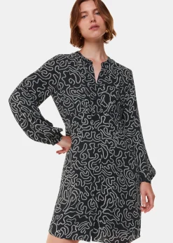 Black Chain Print Flippy Dress