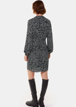 Black Chain Print Flippy Dress