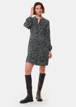 Black Chain Print Flippy Dress
