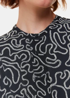 Black Chain Print Flippy Dress