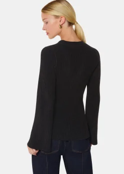 Black Chenille V Neck Knit