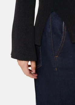 Black Chenille V Neck Knit