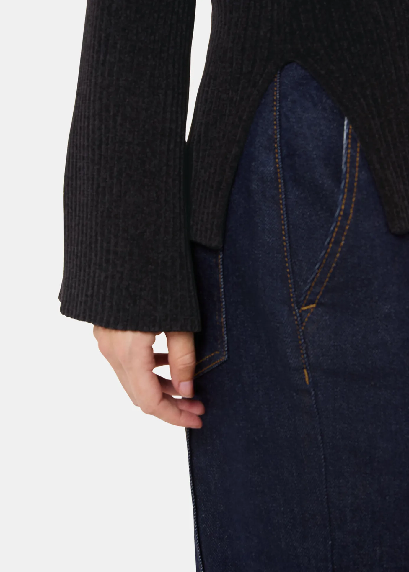 Black Chenille V Neck Knit