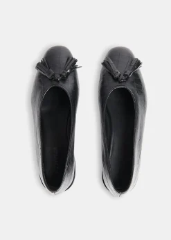 Black Cilou Tassel Croc Ballet Pump