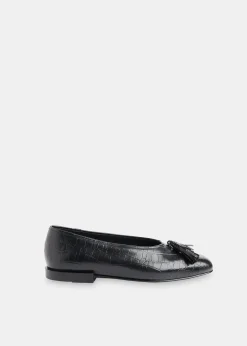 Black Cilou Tassel Croc Ballet Pump