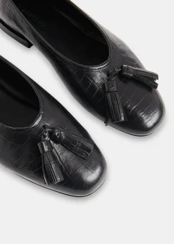 Black Cilou Tassel Croc Ballet Pump