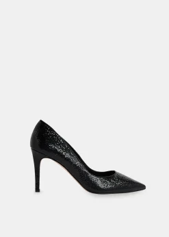 Black Corie Textured Heeled Pump
