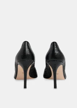 Black Corie Textured Heeled Pump
