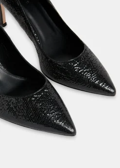 Black Corie Textured Heeled Pump