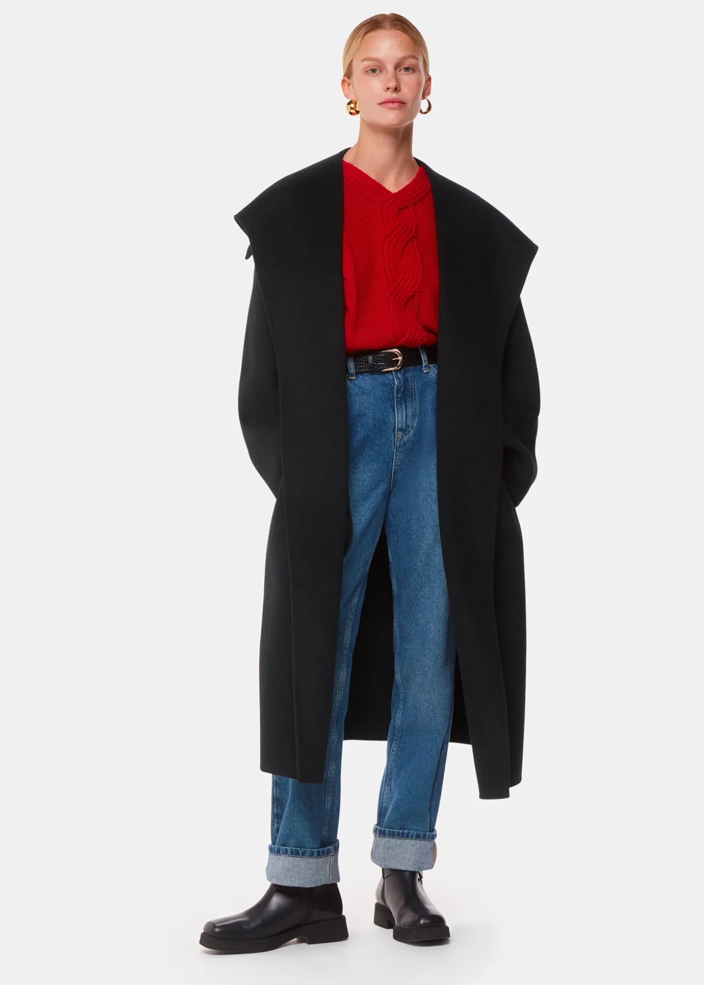 Black Cosima Double Face Collar Coat