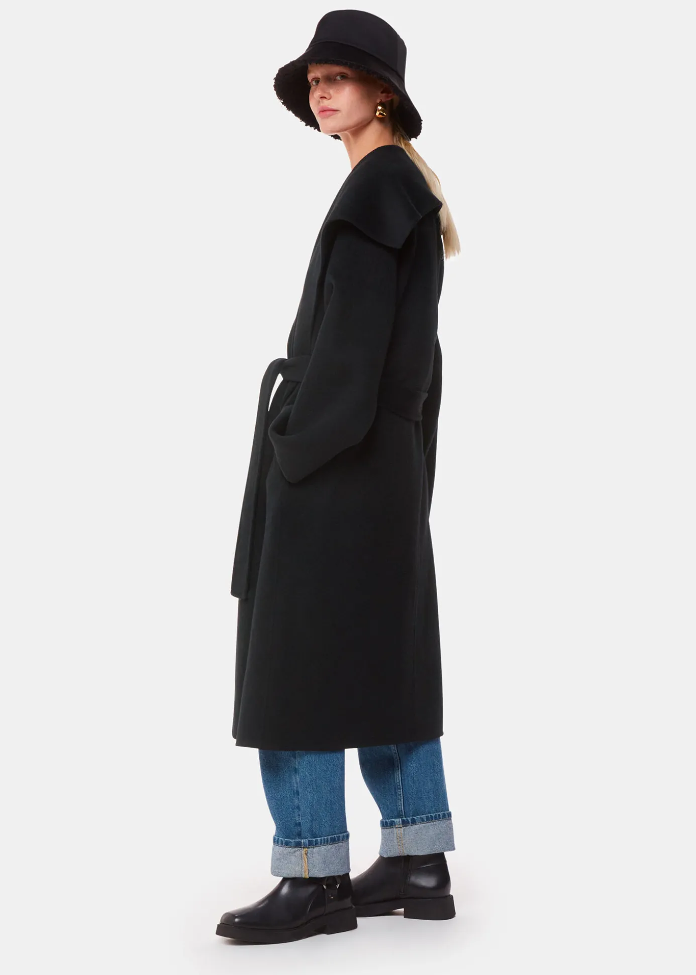 Black Cosima Double Face Collar Coat