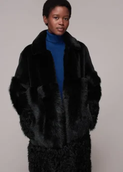 Black Cossma Shearling Longline Coat