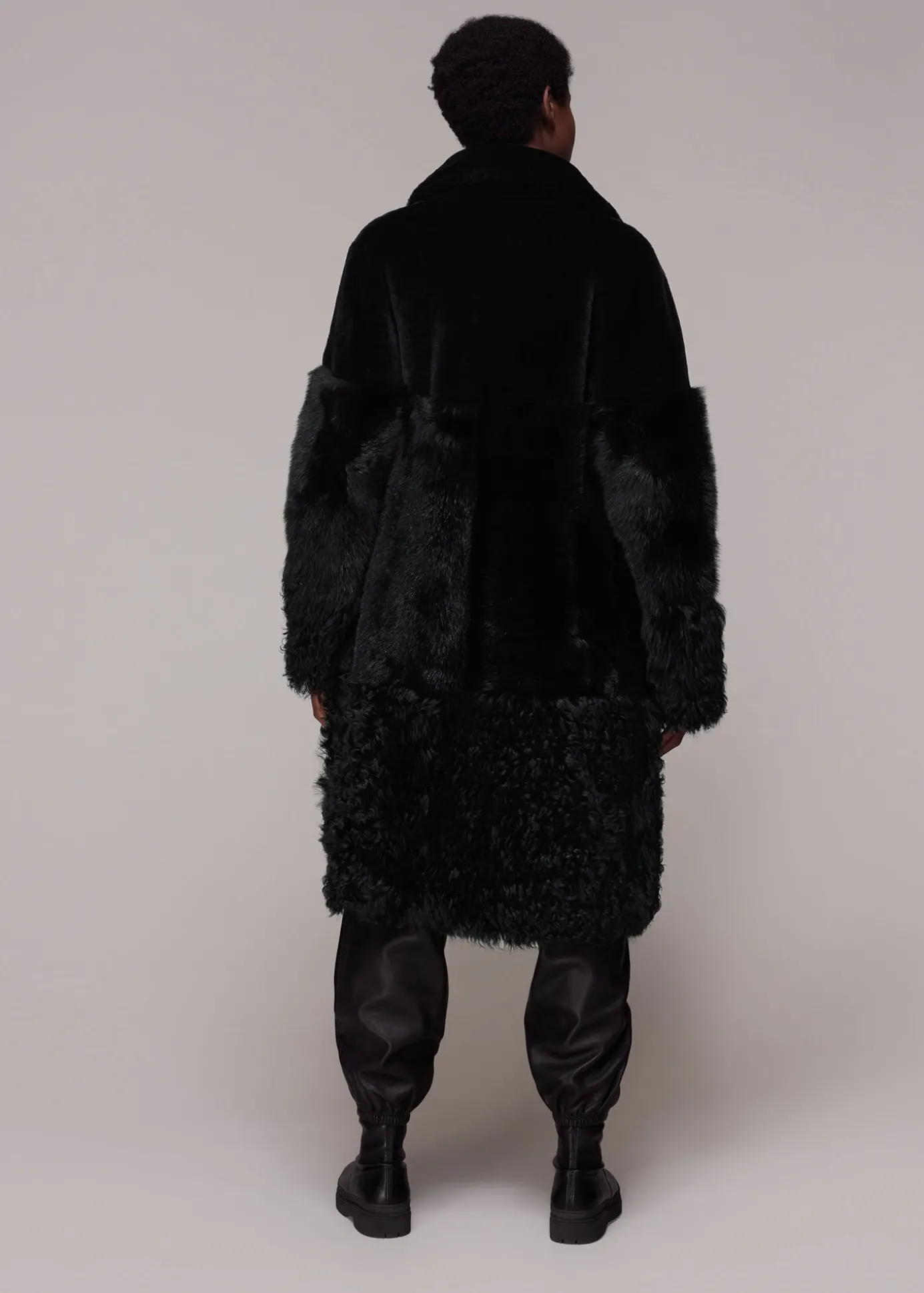 Black Cossma Shearling Longline Coat