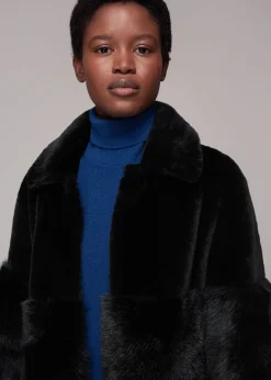 Black Cossma Shearling Longline Coat