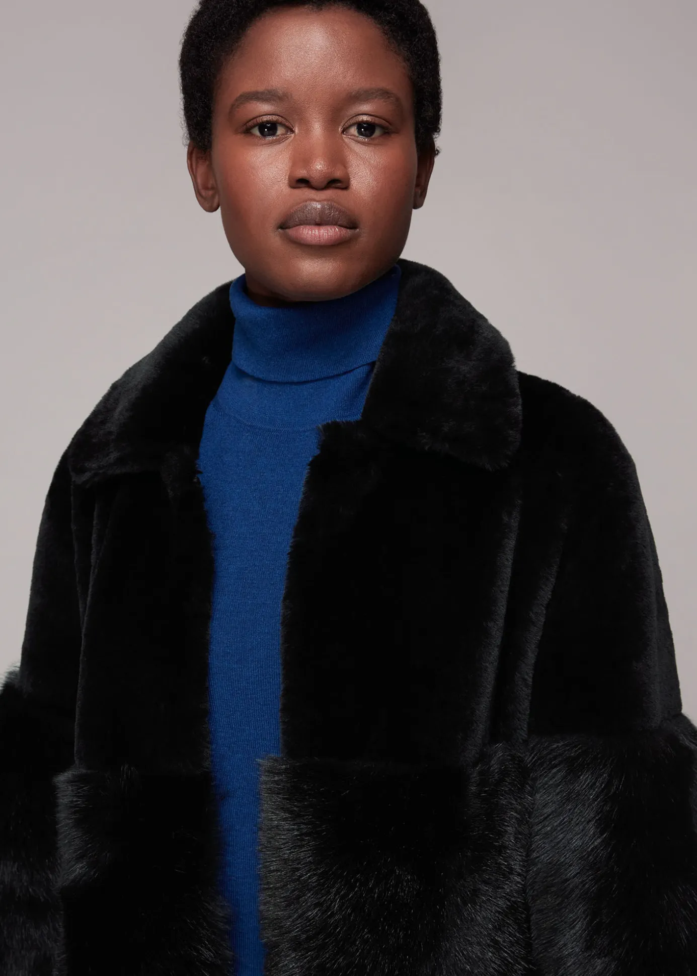 Black Cossma Shearling Longline Coat