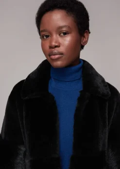 Black Cossma Shearling Longline Coat