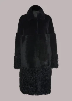 Black Cossma Shearling Longline Coat