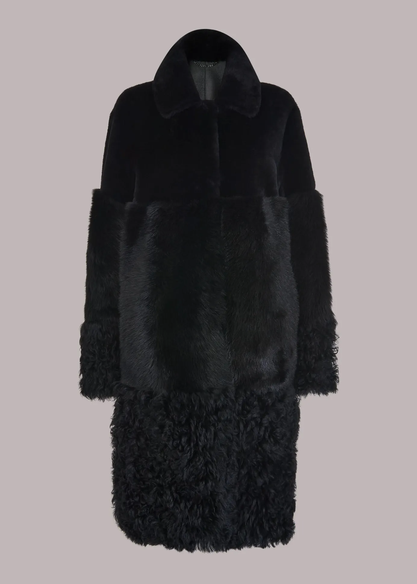 Black Cossma Shearling Longline Coat